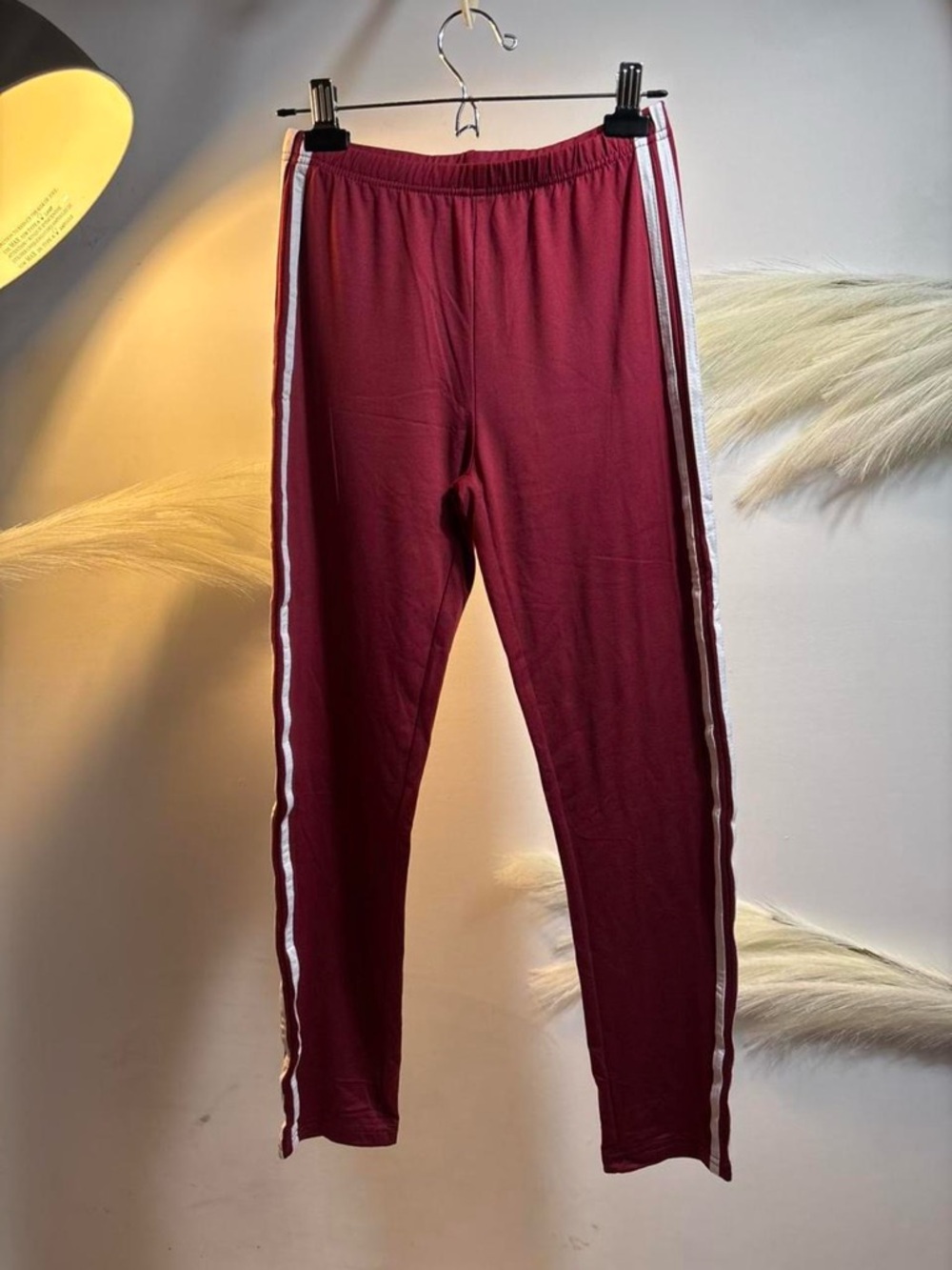 (#120) Burgundy track pants with white stripes #loungewear #athleisure